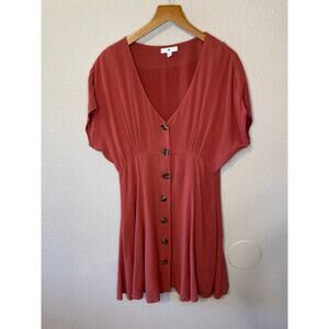 B.P. By Nordstrom Burnt Orange Flutter Sleeve Button Up Feminine Mini Dress Smal
